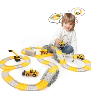 255-Pcs DIY Assembly Electric Construction Track Slot Car Set