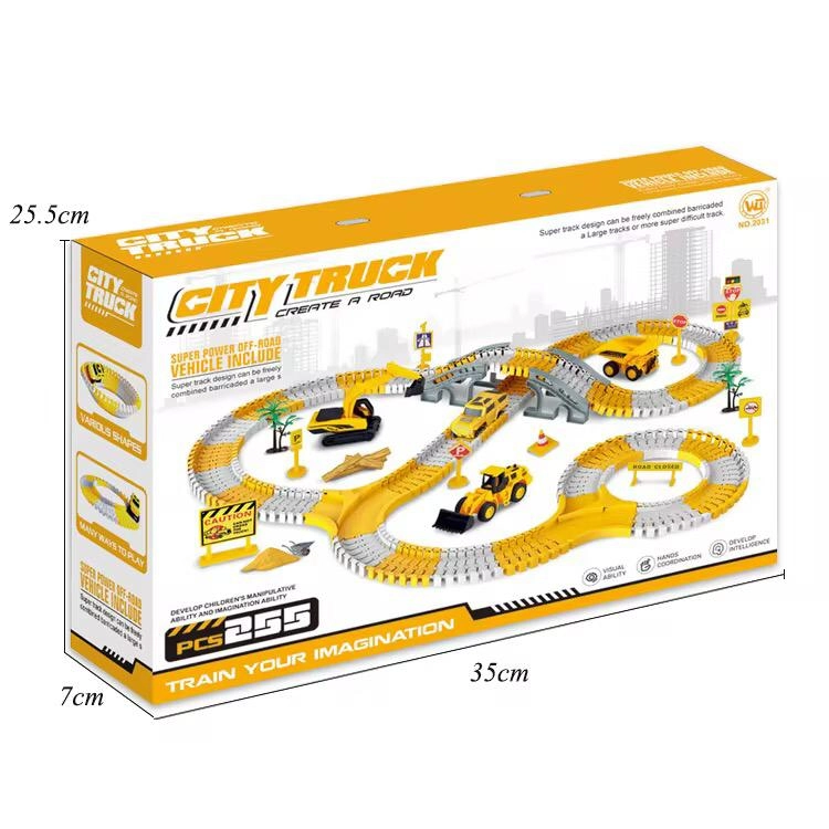 255-Pcs DIY Assembly Electric Construction Track Slot Car Set - Image 4